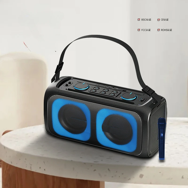 Professional stereo audio party box, LED portable speaker, DJ party, equipped with Bluetooth speaker