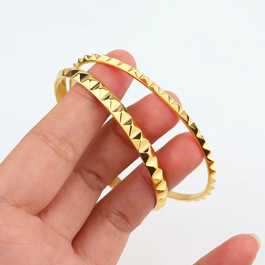 Minimalism Opening 316 Stainless Steel Wrist Bracelet Bangle 3mm 5mm Texture Statement Brand Jewelry for Women Party Gifts