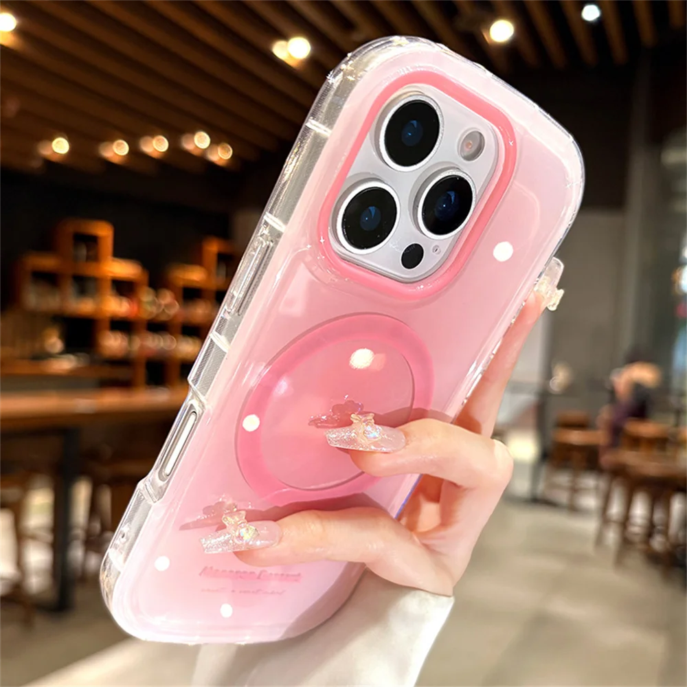 

Gradient Candy Oval Soap Magnetic Case for iPhone 17 16 15 14 13 Pro Max for Magsafe Shockproof Glossy Dopamine Cover Funda