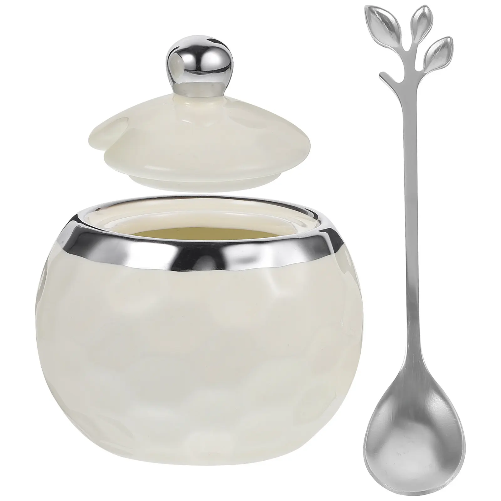 Ceramic Seasoning Jar with Airtight Lid Spoon for Salt Sugar Chili Freshness Preservation Sleek Countertop Condiment Container