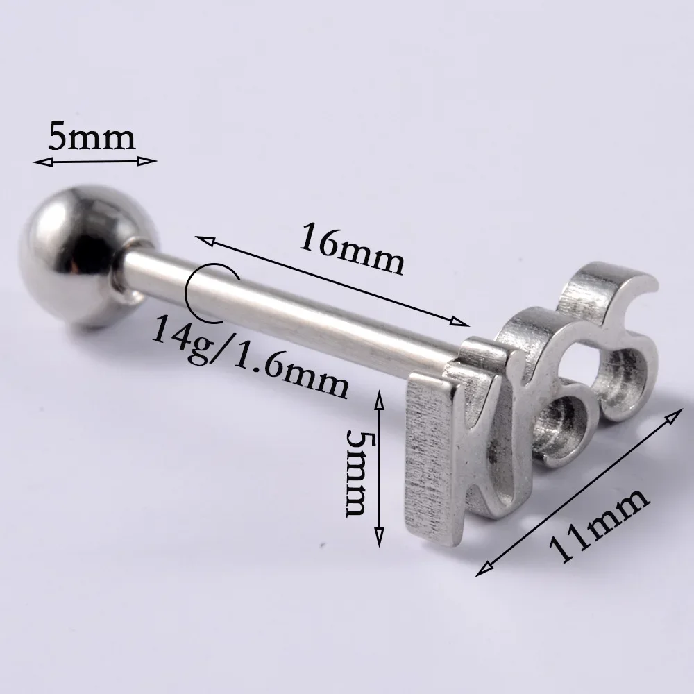 Anneau de piercing de langue clouté en acier inoxydable pour hommes et femmes, jouet adulte, bijoux découpés, accessoires sexy, parler sale punk, baiser, sexe