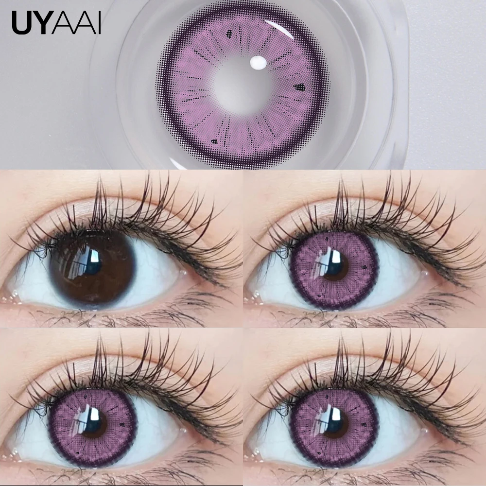 UYAAI 14.5mm Lenses Colorful Lenses Purple Colored Lenses 15mm Big Diameter Black Lenses Blue Color Contact Lenses for Eyes y2k