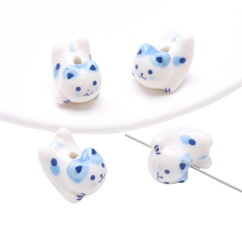 1Pc Multi Color Cartoon Animals Hand Painted Ceramic Beads For Jewelry Making Handmade DIY Bracelets Necklace Crafts Accessories
