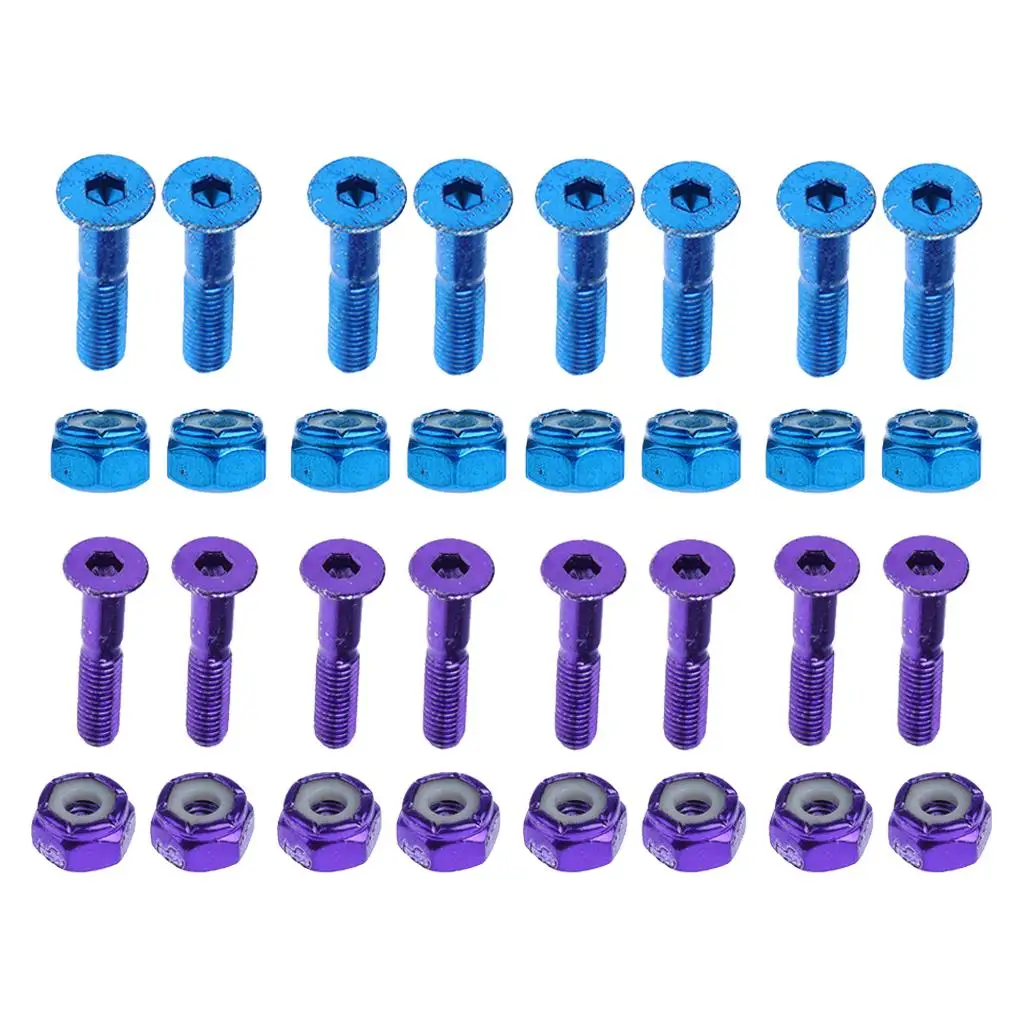 16PCS 1'' FLAT HEAD REPLACEMENT SKATEBOARD TRUCK HARDWARE LONGBOARD SCREWS BOLTS