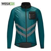 WOSAWE chaqueta de ciclismo a prueba de viento MTB bicicleta Jersey deporte al aire libre ciclismo rompevientos impermeable reflectante bicicleta ropa azul marino