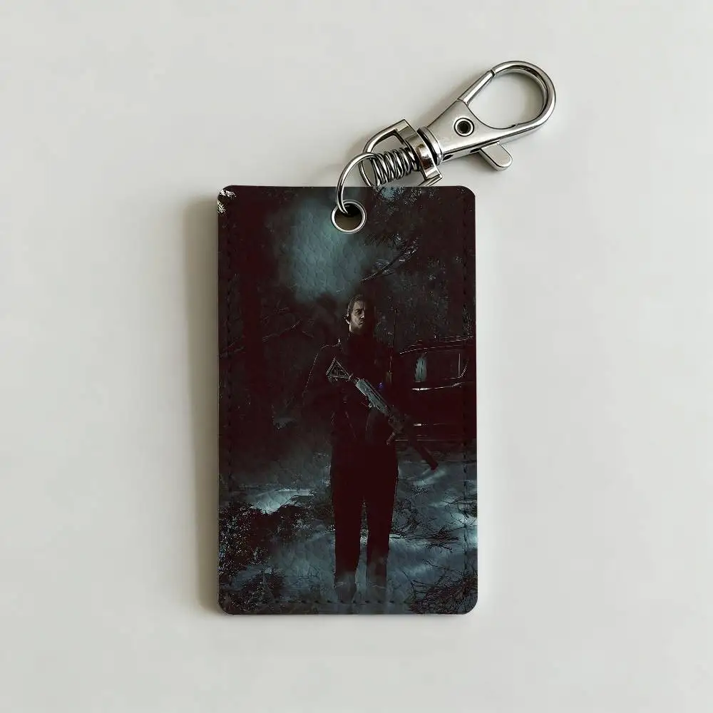 Chris Redfield R-Resident Evil Card Case Leather Card Holder Keychain Key Ring Door Access Tags ID Card Case Keychain