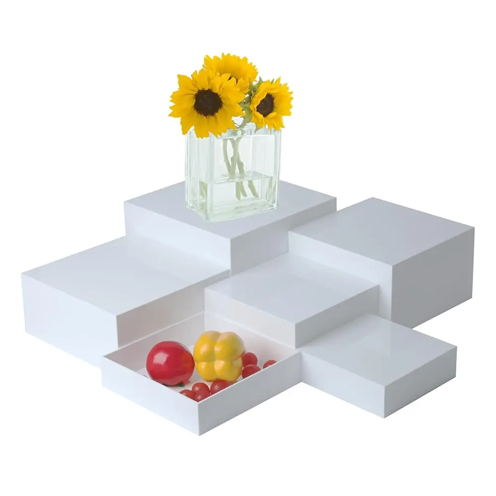 

6Pcs Buffet Risers,Dessert Table Display Set, Catering Supplies Buffet Display,Acrylic Risers Display Stands, White Acrylic
