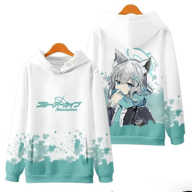 لعبة الأزرق الأرشيف تأثيري هوديس ثلاثية الأبعاد شيروكو طباعة الرجال النساء أنيمي البلوز الخريف/الشتاء جديد هوديي عادية Y2k معطف رياضي