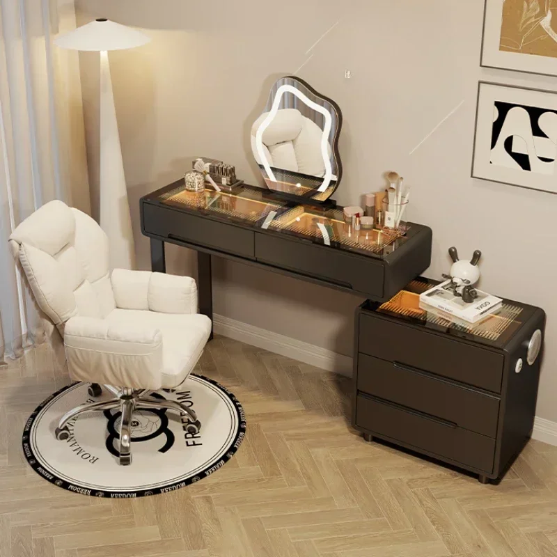 

Vanity Table with 5 Drawers and Adjustable Light Mirror, Perfect for Teen Rooms