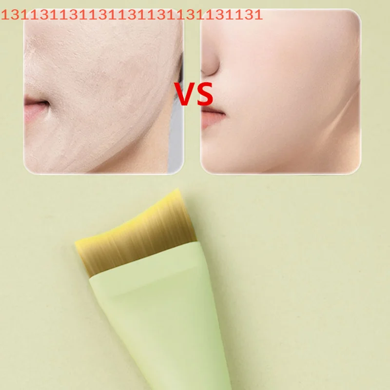 فرشاة كريم أساس هلال رفيعة للغاية، فرشاة كونتور للوجه خفيفة الوزن، فرشاة كونتور بمقبض أخضر، أداة كريم أساس مختلطة #3