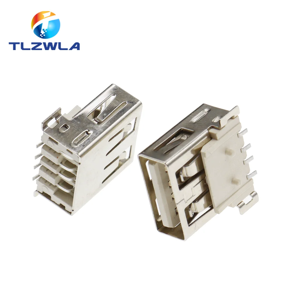 10PCS USB Type A Standard Port Female Solder Jacks Connector PCB Socket USB-A type SMT 4Pin