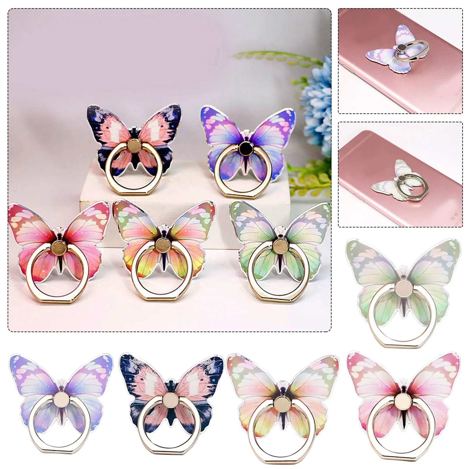 Knob Loop Charging Phone Stand Beautiful Butterfly Mobile Phone Bracket 360°Rotation Phone Ring Holder Stand Ring Hand Grip