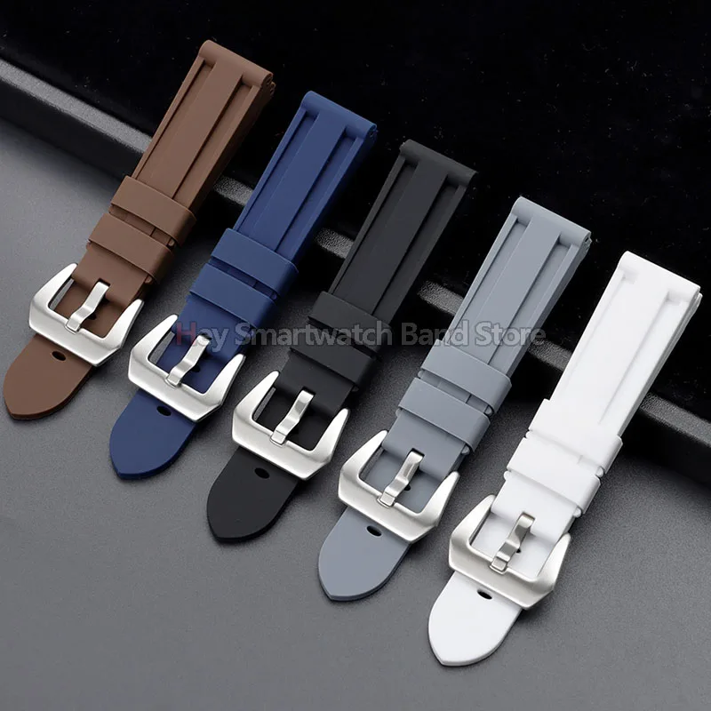 Silicone Rubber Watch Bands 20mm 22mm 24mm 26mm for Panerai Bracelet for Casio for Omega Men Women Sport Replacement Wrist Band