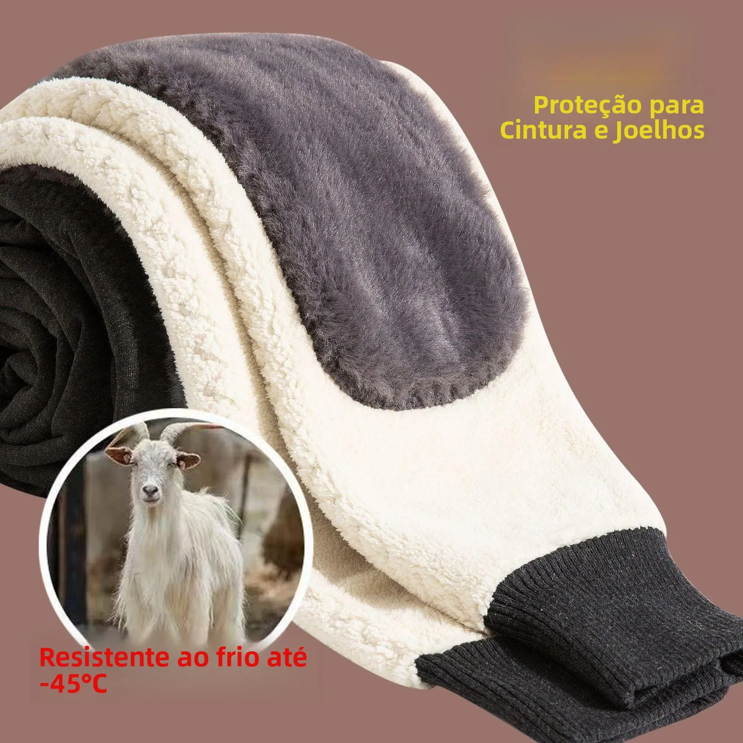 メンズサーマルパンツ-ハイウエスト-厚手フリース裏地付き-ルーズベースレイヤー-ウールパンツ-膝パッド入り-暖かいズボン