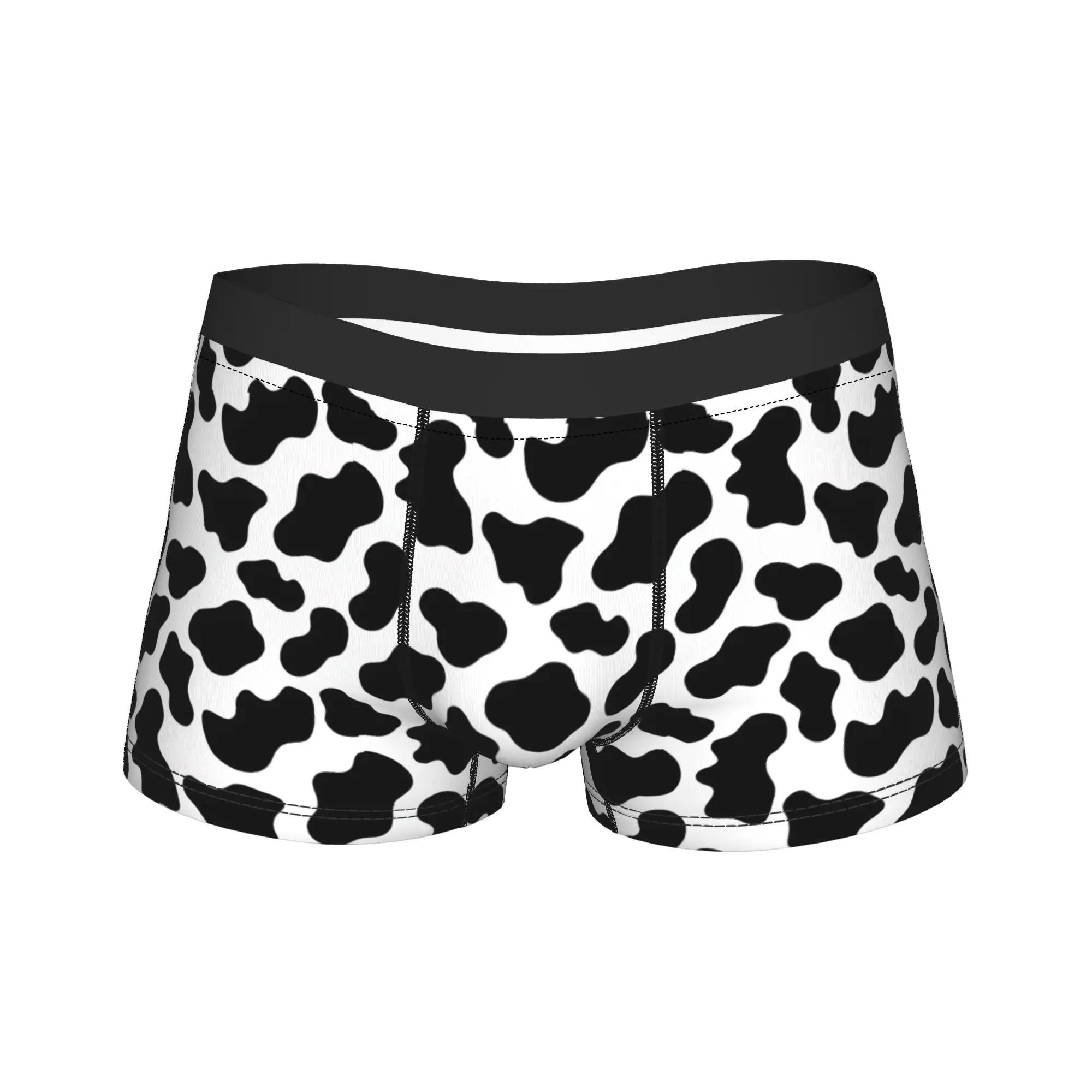 Classic Black And White Cow Spot Underwear  Men's Boxer Brief Soft Trend Trunk Quality Pattern Oversize Underpants