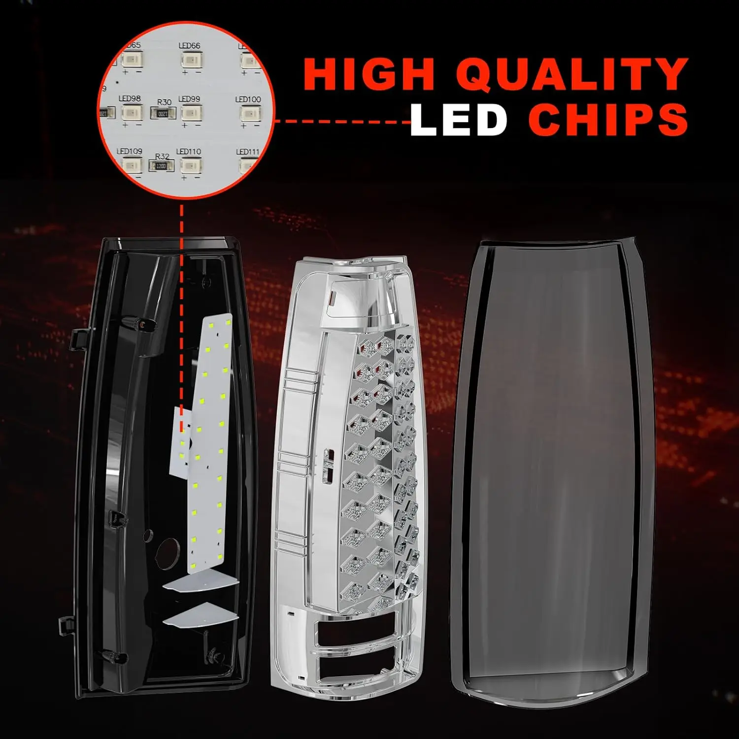 LED Tail Lights for Chevy GMC 1988-1999 C/K Pickup Truck Silverado Suburban Sierra Tahoe Yukon Turn Signal Brake Reverse Light view 4