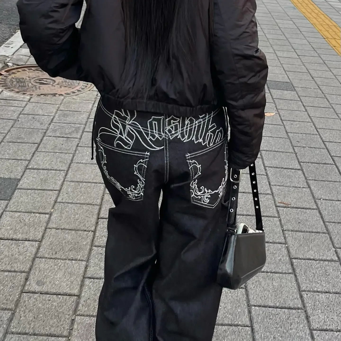 

Ретро вышитый цветочный узор для мужчин и женщин, американская мода, повседневные свободные прямые джинсы с высокой талией, уличная одежда большого размера