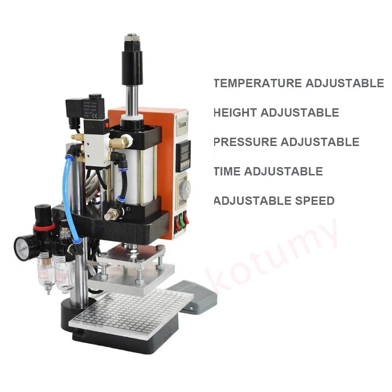 220V/110V Pneumatic Hot Stamping Machine PVC Card Book Leather Paper Wood Custom Logo Embossing Embossers Heat Press Equipment