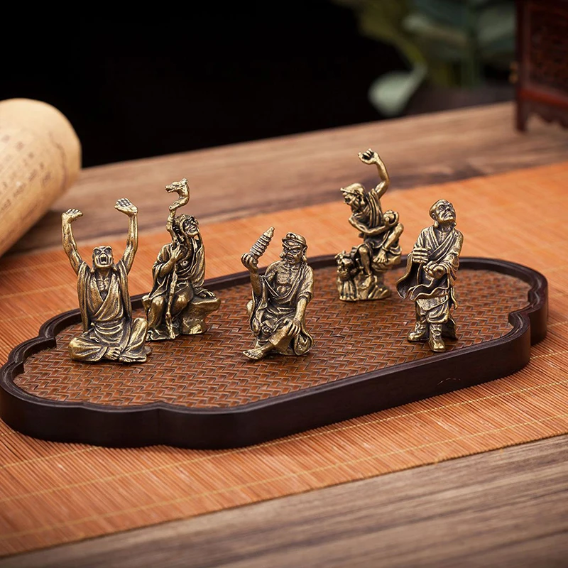 Eighteen Arhats Miniature Retro Mini Buddha Decoration Study Office Home Decoration Brass Statue Crafts