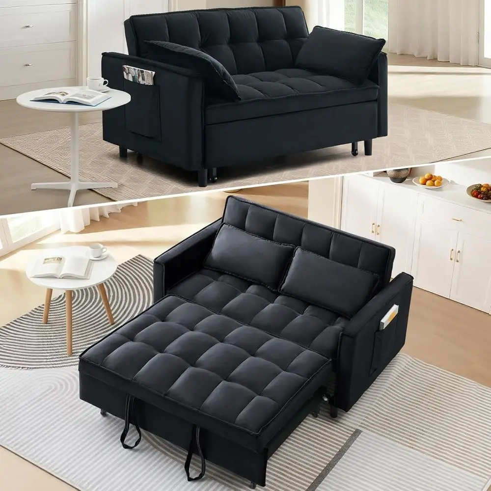 

Раскладной диван-кровать с велюровым двухместным сиденьем и выдвижным диваном, небольшой раскладной диван-шезлонг, декоративные подушки, для гостиной