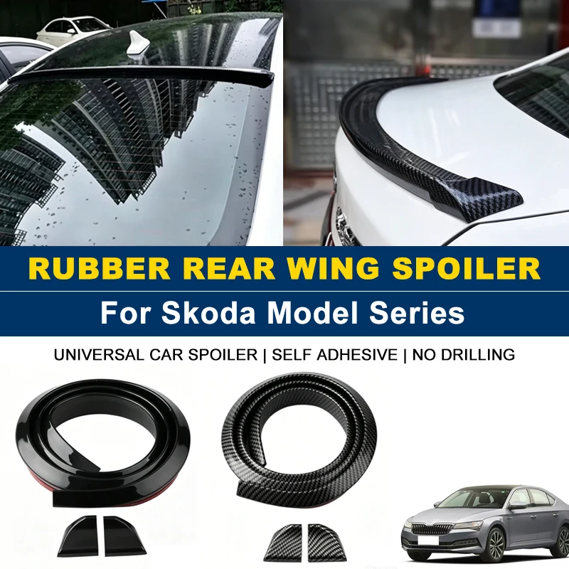 

For Skoda Octavia Fabia Rapid Superb Kodiaq Karoq Kamiq Roomster 1.5M Self-Adhesive Rear Spoiler Wing No Drill Trunk Lip Parts