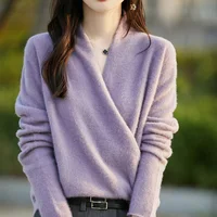 Women's Knitted Cashmere Sweater 100% Merino Wool Thickened Top Loose Long Sleeve Clothing Warm For Autumn And Winter YYY2442 - Image 2