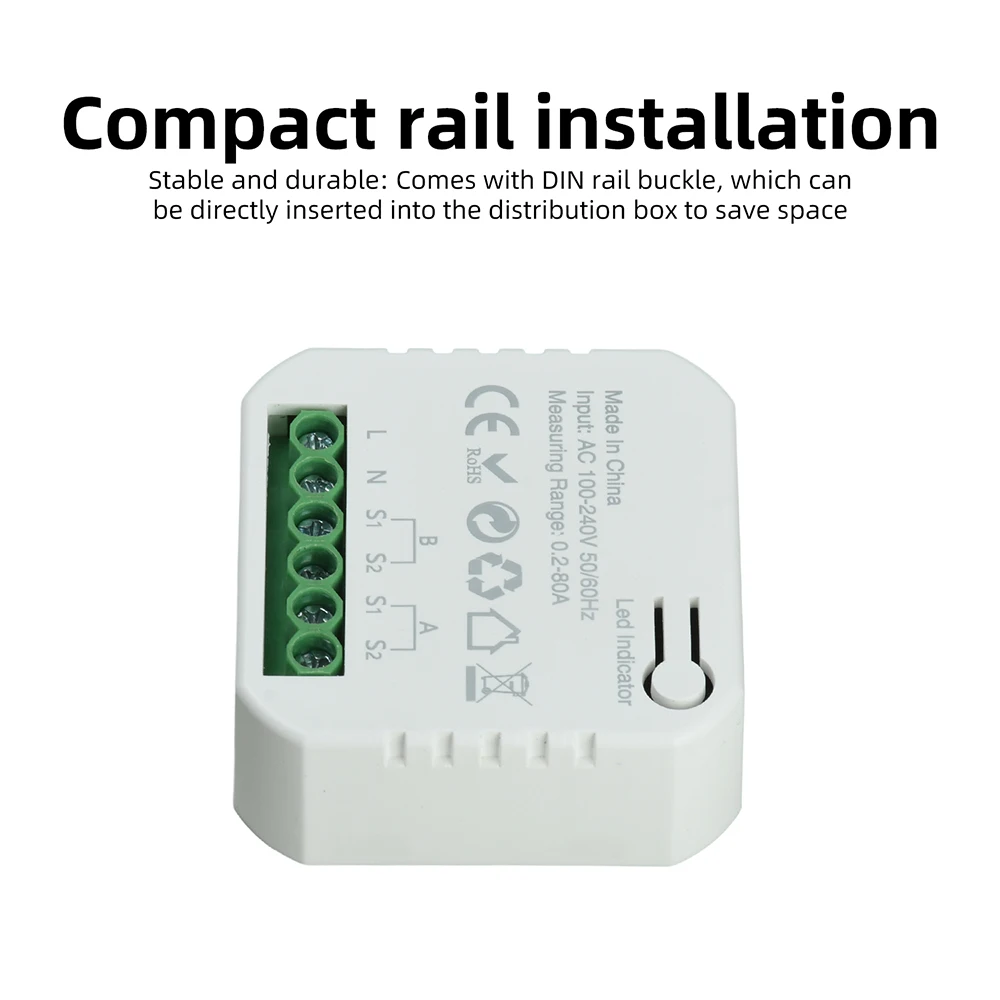 80A Tuya WiFi Bidirektionaler Energiezähler Solar-PV-Generations- und Verbrauchsmonitor mit Stromwandler für Smart Home Energiemanagement – Detail 6
