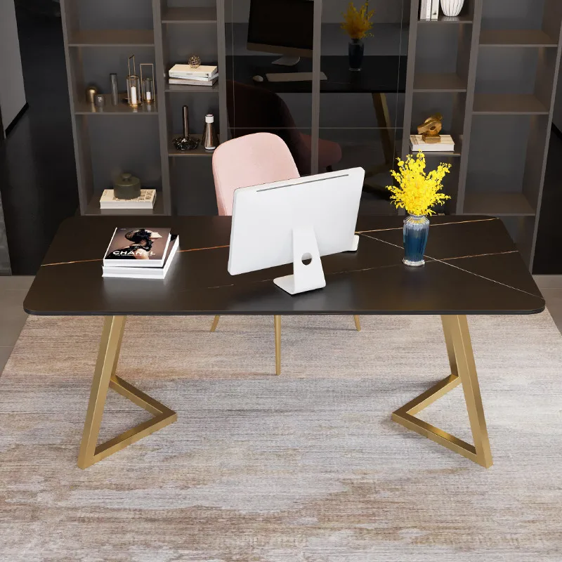 Mesa de mármore simples nórdica, mesa de computador moderna