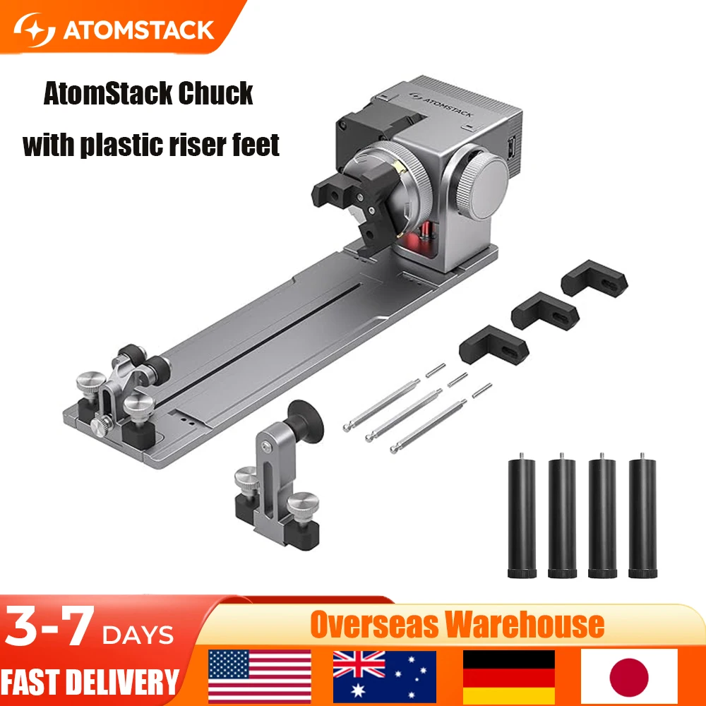 ATOMSTACK R8 With H5 Rotating Chuck For Laser Engraver For Irregular Spherical and Cylindrical Objects 180° Rotating 1-80mm