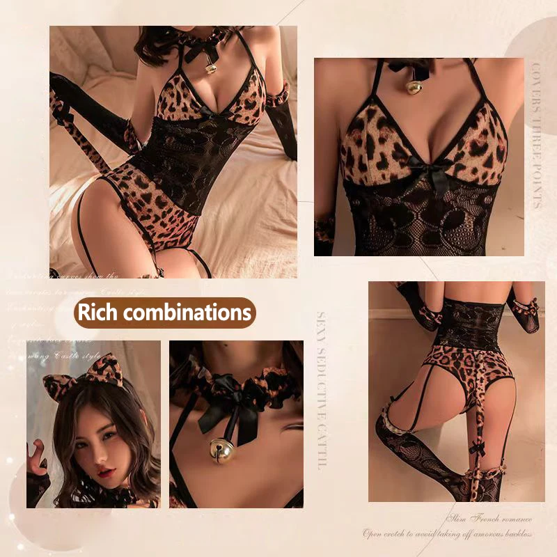 Cosplay Cat Uniform Sexy Wild Leopard Print Masked Ball Costumes Eros Couple Game Clothes Cat Girl Uniform Role Play Suit