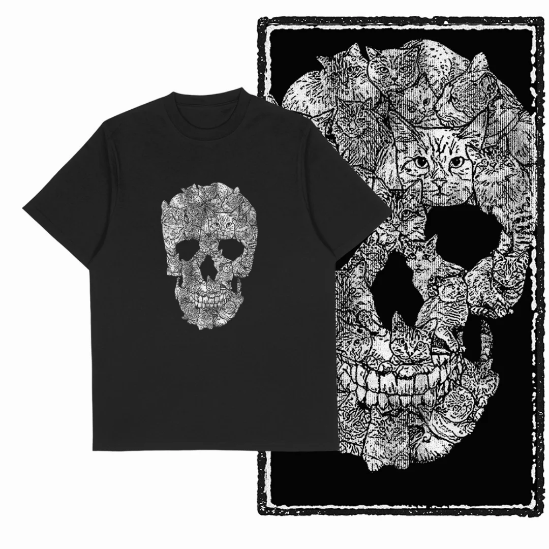 

cotton streetwear retro Skull Print cool Exclusive Men T-shirt Big size men T-shirt o-neck vintage T-shirt tops woman Tshirt
