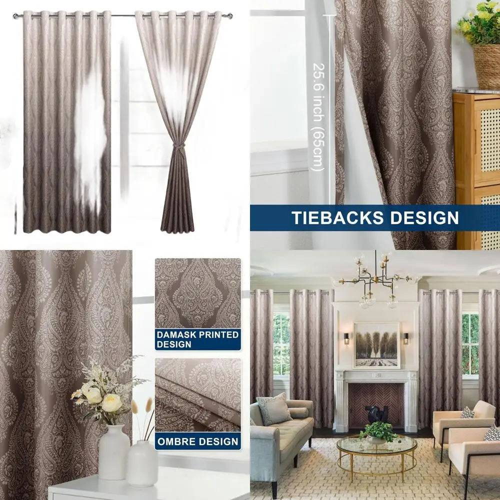 

Коричневые дамасские шторы с люверсами 84 Ombre, изолированные тепловые шумоподавляющие панели для дома, комплект из 2 предметов, по 70 шт. каждый