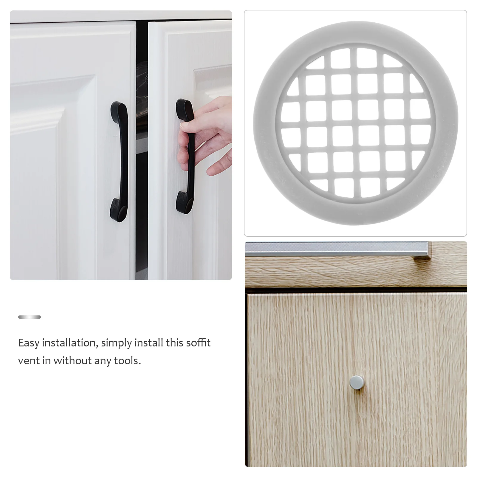 

50Pcs Soffit Vent Round Decorative Breathable Cabinet Door Vent Cover Replacement Cabinet Ventilation Kitchen Bathroom