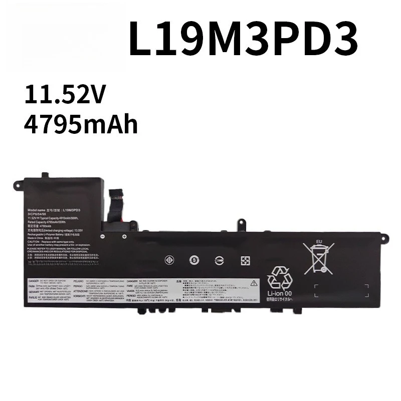 High Quality Replacement Laptop Battery For Lenovo L19M3PD3 L19D3PD3 Xiaoxin Pro 13 2019 2020 2021 4795mAh 11.52V Li-ion Battery