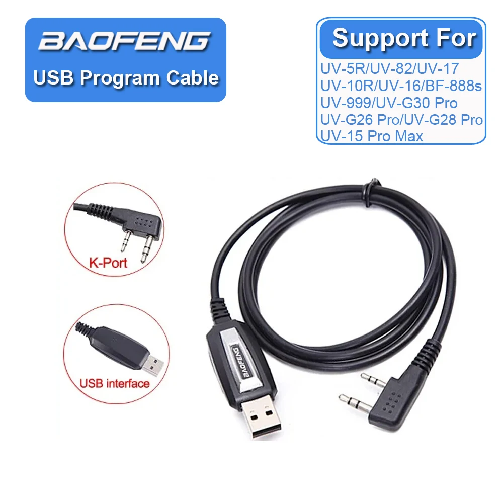 USB-кабель для программирования Baofeng K-Port, подходит для портативной рации UV17 G26 G28 Pro, пластиковый материал