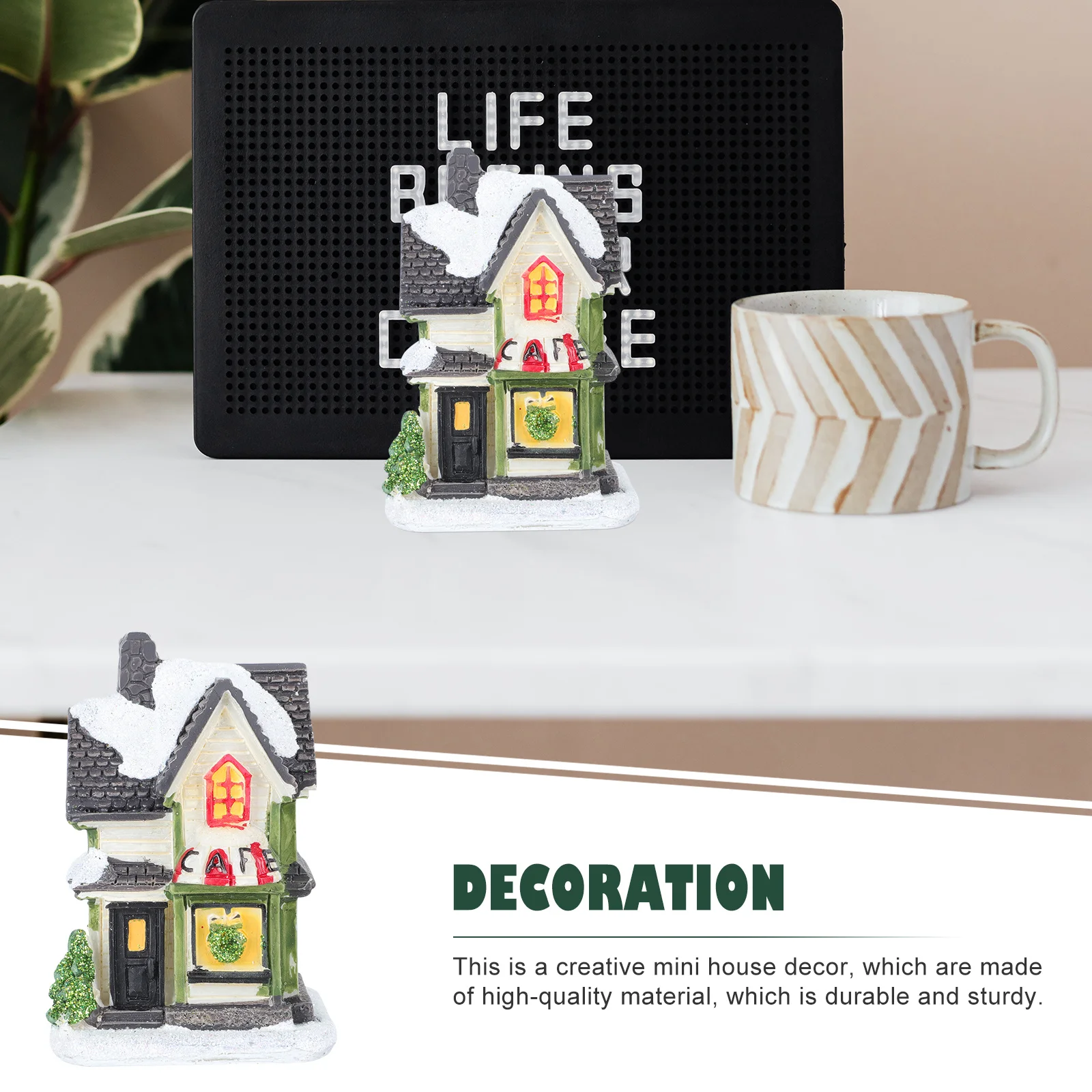 

1Pcs Xmas Luminous House Decor Creative Mini Resin Lighted Ornament for Christmas Party Fairy Tale Ambience Gift