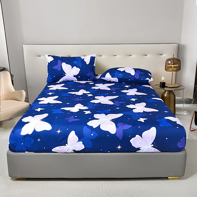 

Plant Cashmere Printed Sheet Is Tasted The Fitted 360 Degree Bed with Elastic Cover Skin Friendly Soft Mattress 200x220 180x200