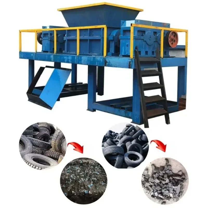 Tire Shredder Recycling Multifunctional Double Shaft Tire Shredding Machines Industrial Rubber Plastic Metal Shredder Machine