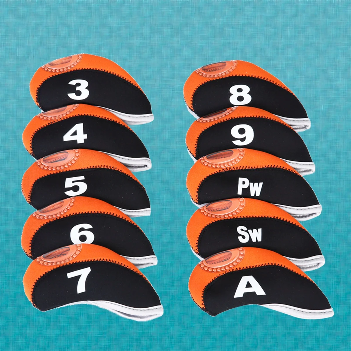 10 قطعة أغطية رأس حديد النيوبرين مجموعة واقي مضرب أسود برتقالي محمول مقاوم للخدش أغطية رأس رائعة أغطية رأس مضرب