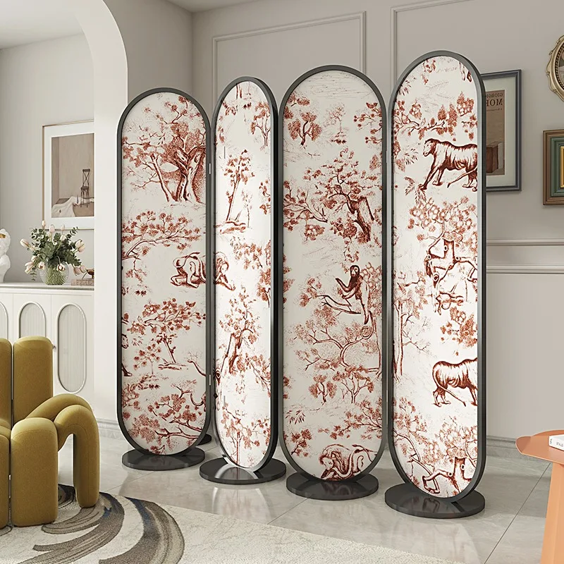 French screen, partition living room, mobile folding, solid wood office, facing the entrance door, folding screen retro blocking