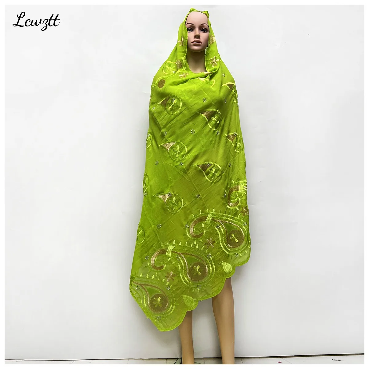 Wholesale Order Special Price Discount New African Women Scarfs Embrodiery  Cotton With Grenadine  Big Scarf for Shawls Pashmina