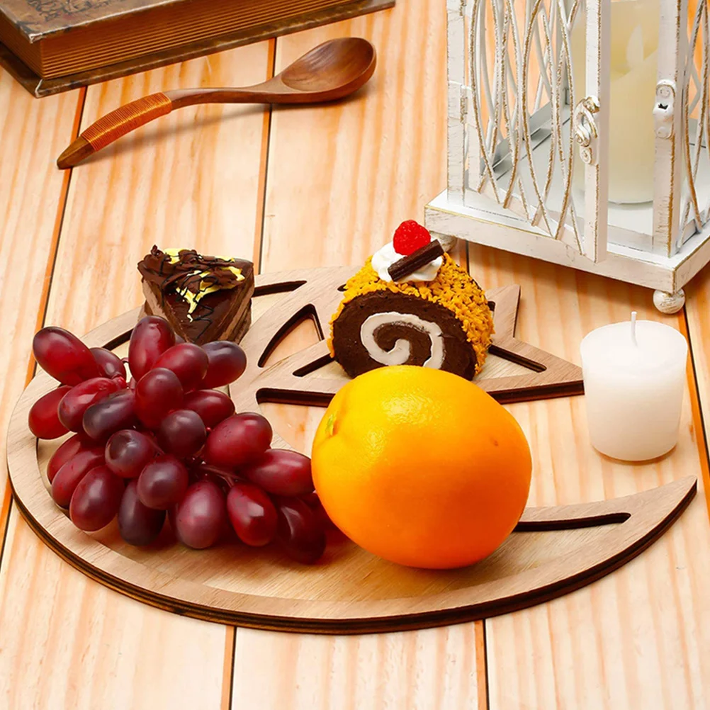 

2Pcs Wooden Wooden Food Trays Smooth Edges Food Serving Plates for Home Dessert Shop Cafe Eid Festival Creative Trays