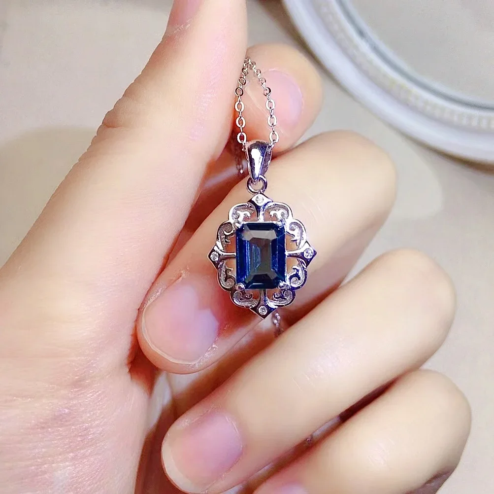 

Лидер продаж, подвеска с лондонским синим топазом для повседневного ношения, 6 мм * 8 мм, 1,2 карата, ожерелье с натуральным топазом класса VVS, подарок для жены