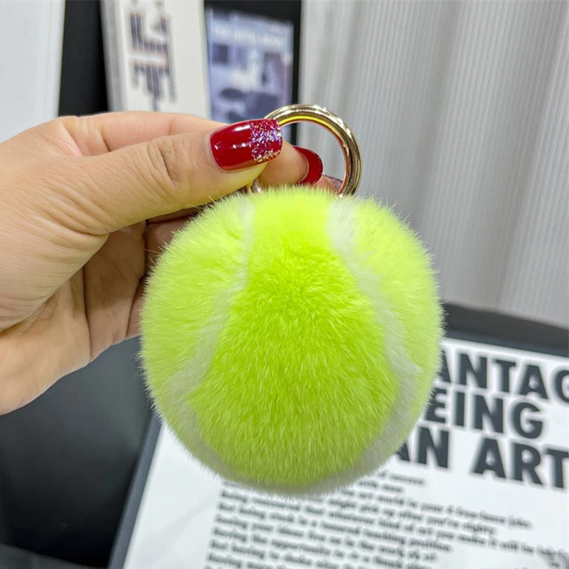 Cute Tennis Plush Tennis Car Keychain Pendant Ins Plush Ball School Bag Hanging Ornaments For GirlS Gift