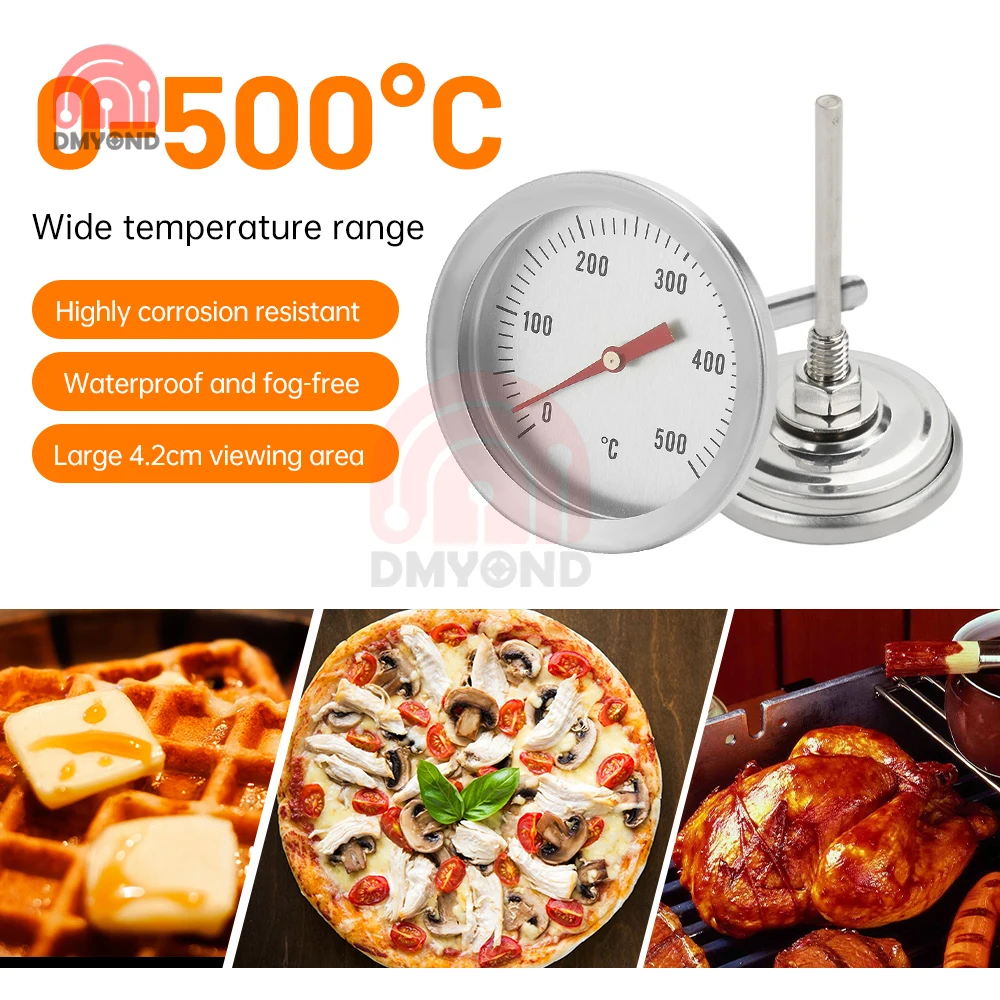 

0-500℃ Stainless Steel Oven Thermometer Kitchen Barbecue BBQ Food Bread Thermometer Gauge Microwave Cooker Baking Thermometer