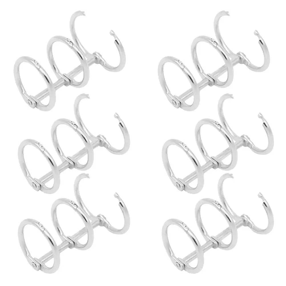 6 Pcs Metal Binder Loose Leaf Clips DIY Rings 3-rings Three-holes Notebook Scrapbook