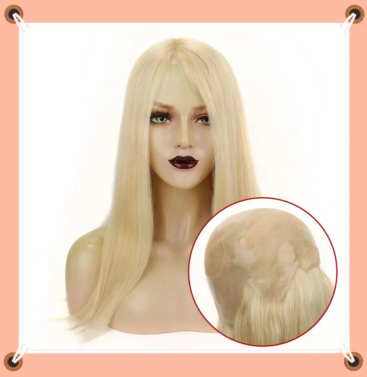 TUWG01 Women's Hand-Tied Human Hair Wig 100% Remy Thick Top Unique Full PU Wigs for Extra Volume And Length