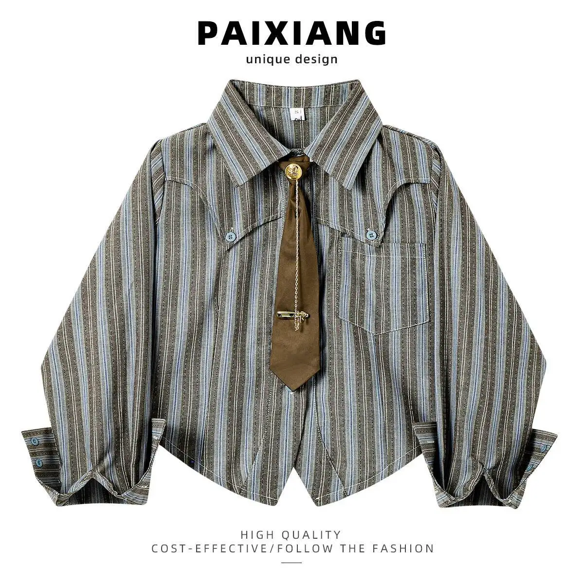 

Women's Striped Shirts 2025 Spring New Preppy Style Striped Short Length Shirt Long Sleeve Age Reducing Base Layer Blouse