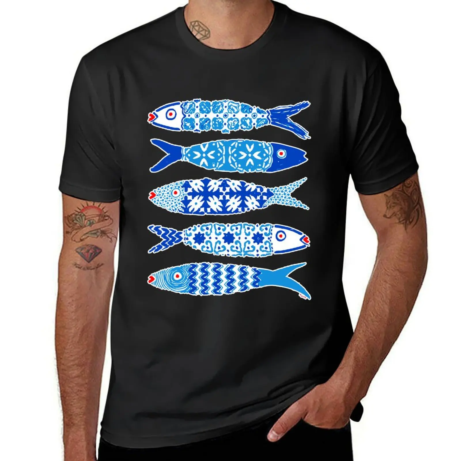 

Portuguese Tile Sardines T-Shirt kawaii clothes oversized t shirt baggy shirts oversized heavy weight t shirts for men