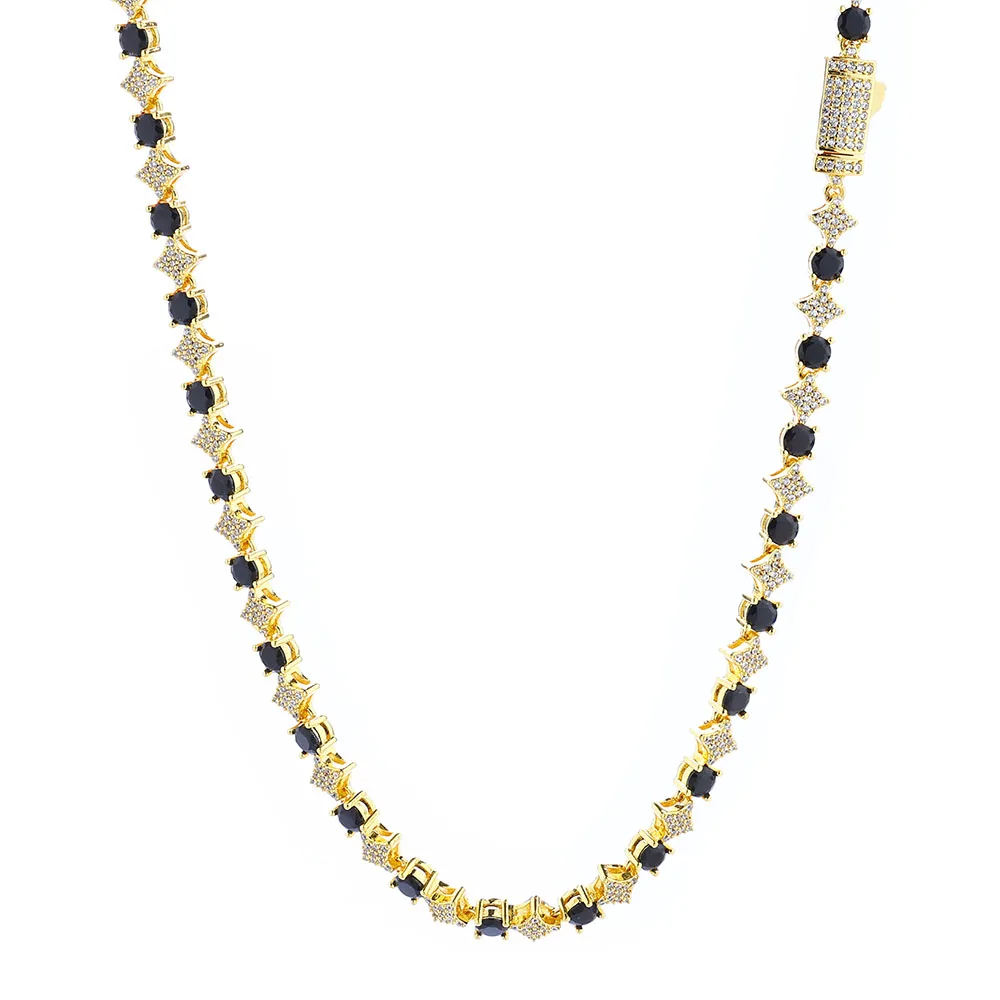 

Bling Iced Out Star теннисная цепочка хип-хоп ювелирные изделия 5A CZ бриллиант черно-белое ожерелье для женщин лучший подарок для пары